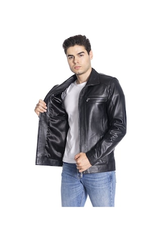 Derinss Der166 Hakiki Deri Erkek Siyah Mont