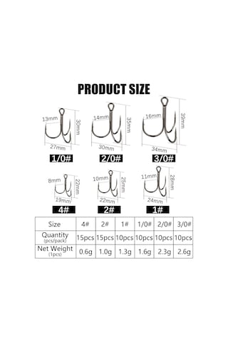 Reedark Yüksek Karbon Çelik İki Uçlu İğne, Balıkçılar İçin Gerekli Olta Takımı, Karp Balığı İçin Uygun, 3/0 Numara, 10 Adet/kutu