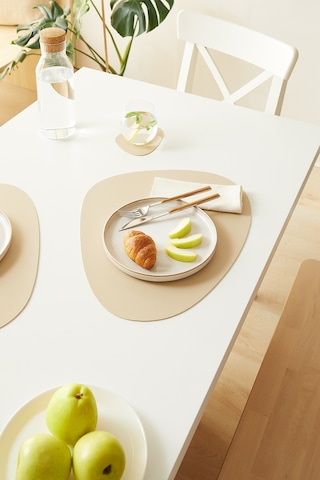 Home Wave 6'lı Bej/taş Renk Suni Deri Amerikan Servis Set 45 X 36 Cm Bej