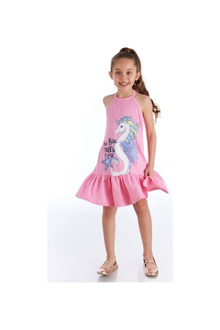 Denokids Mushi Seacorn Pembe Kız Elbise Pembe