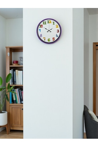36 Cm Mor Çocuk Odası Duvar Saati Diğer 35192473