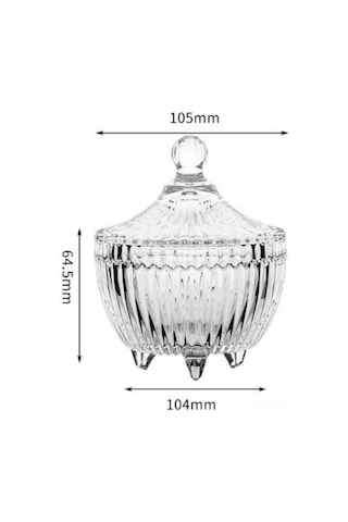 Kapaklı Cam Mini Şekerlik -toz Şekerlik -küp Şekerlik-10 Cm