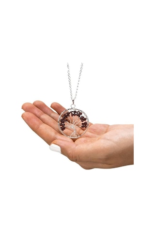 Erilsa Sertifikalı Doğal Lal - Garnet - Granat Taşı Hayat Ağacı Kolye Çok Renkli