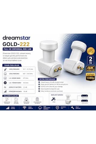 Dreamstar Gold-222 İkili Universal 4k Uydu Lnb