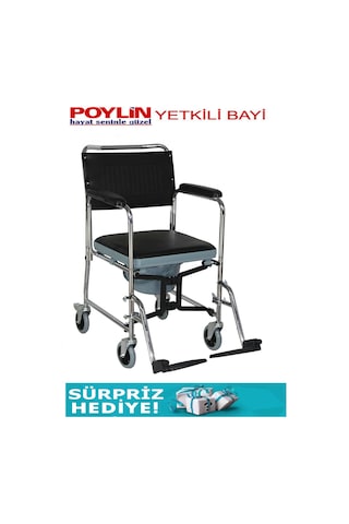 Poylin P689 Banyo Tuvalet Wc Duş Tekerlekli Sandalyesi Paslanmaz