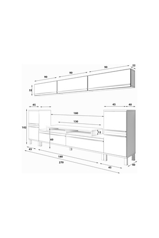 Decoraktiv Ekoflex 9 Mdf Krom Ayaklı Tv Ünitesi Tv Sehpası Beyaz
