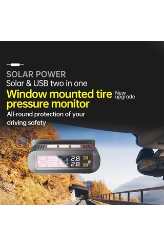Boatshop1 Ynf Kablosuz Güneş Tpms Siyah Gerçek Zamanlı Ekran 4 Dış Sensör Pil Usb Çift Kullanım Araba Suv Mp