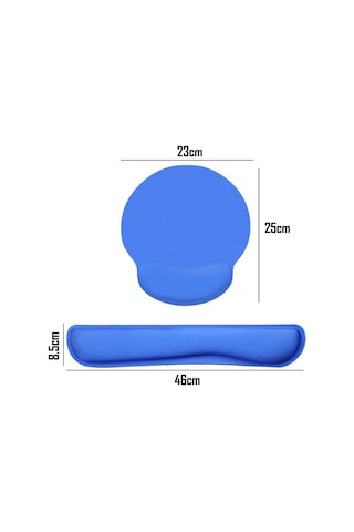 Bilek Destekli Mouse Pad, Hafızalı Köpük Klavye Pedi, Easy Blue