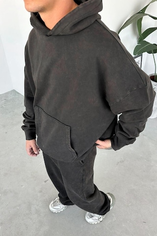 Kahverengi Basic Yıkamalı Oversize Sweatshirt Kahverengi