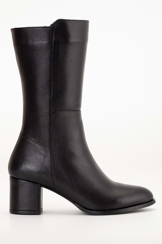 Analin Shoes Kadın Hakiki Deri Şık Topuklu Çizme Siyah