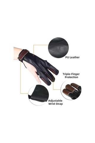 Pazly Okçuluk Eldiveni - Pu & Sığır Derisi - 3 Parmak - Siyah Kahverengi - S-xl Boyutlar - Kullanıcı Dostu, Dayanıklı Eldiven, Çocuk-yetişkin İçin Uygun
