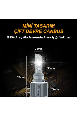 Joyecar H15 13000 Lümen Led Far Ampulü Arıza Işığı Yakmaz