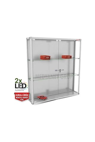 Camlı Vitrin,Camlı Dolap,Camlı Koleksiyon Vitrini 100X100X15 (528011129) Gri