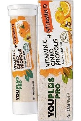 Abdi İbrahim Youplus Pro Vitamin C Çinko + Vitamin D Propolis 15 Efervesan Tablet Abdi İbrahim Youplus Pro Vitamin C Çinko + Vitamin D Propolis 15 Efervesan Tablet