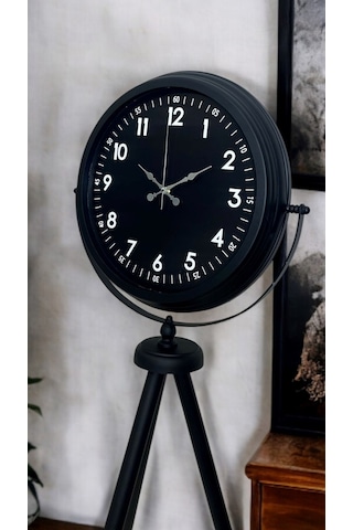Royal Black Tripod Ayaklı Modern Tasarım Saat Siyah