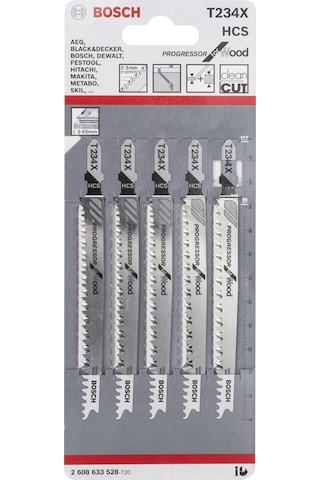 Bosch T 234 X Progressor For Wood Dekupaj Testeresi Bıçağı 5'Li - 2608633528