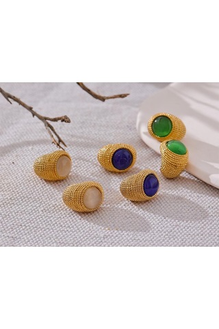 Bej Eetit Vintage Yeşil Mavi Beyaz Kedi Gözü Taş Paslanmaz Çelik C Şekli Geometrik Moda Küpe Altın Renk Moda Takı Hediye Çok Renkli