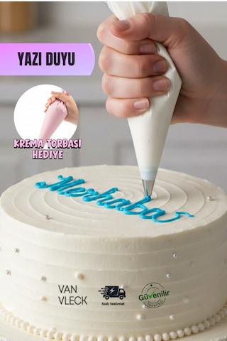 Paslanmaz Çelik Yazı Duyu Pasta Yazı Ucu, Pasta & Tatlı Süsleme Aparatı Metalik Gri
