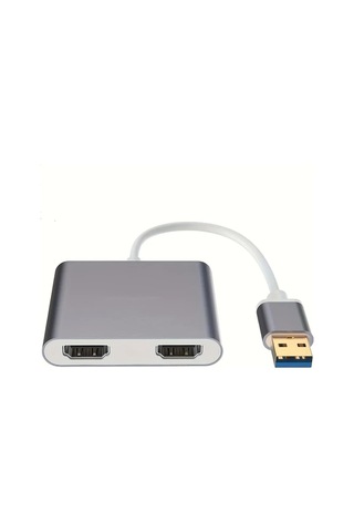 Boatshop1 Gri Usb3.0 Çift Hdtv Video Adaptörü Bilgisayar Laptop Ve Projektör İçin Çift Ekran 1080p 60hz 12.5cm Kablo
