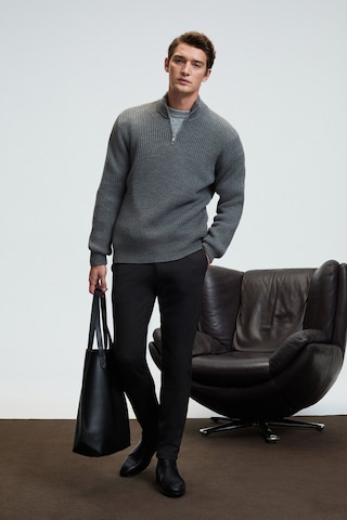 BERNARDO Erkek Yarım Fermuarlı Dik Yaka Triko Antrasit Kazak