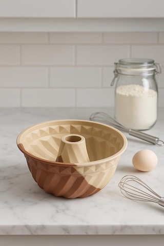 Silikon Kek Kalıbı Büyük Krem Renk Yuvarlak 24 Cm Çok Renkli