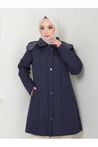 Eslemnur 90 Cm İçi Velboalı Kapitone Mont Lacivert
