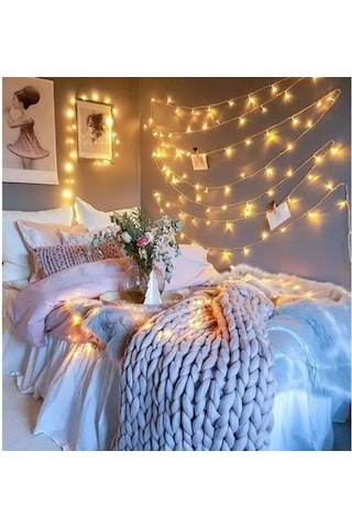 8 Fonksiyonlu Animasyonlu Perde Led Işık Saçak Led Işık 100 Led 10 Mt 8936f Sarı