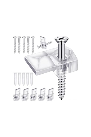 Tenfowee 32 Adet Şeffaf Plastik Ayna Tutucu, Duvar Montajlı Ayna Sabitleme Klampları, Cam Ayna Desteği Parçaları Şeffaf