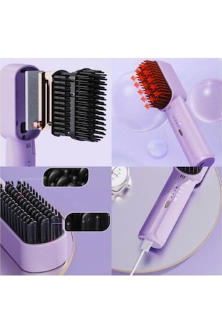Vkemall Kablosuz Mini İyon Saç Düzleştirici Testere - 3 Hız Ayarı, Usb Şarjlı, 3200mah Pil, Anti-yanık, Otomatik Kapanma - Mor