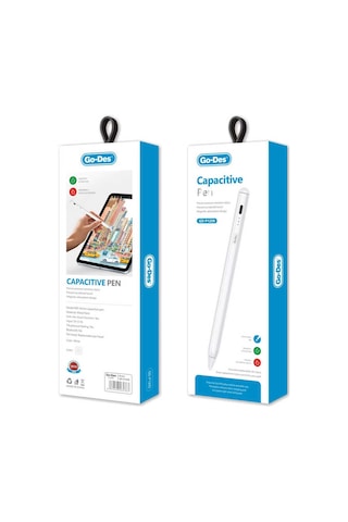 Go Des GD-P1209 iPad Uyumlu Palm Rejection Stylus Pencil Eğim Özellikli Dokunmatik Kalem - ZORE-260229 Beyaz