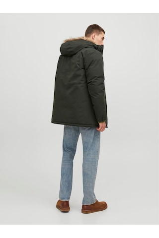 Jack & Jones Erkek Kapüşonlu Uzun Mont Haki Parka 12236096 Haki