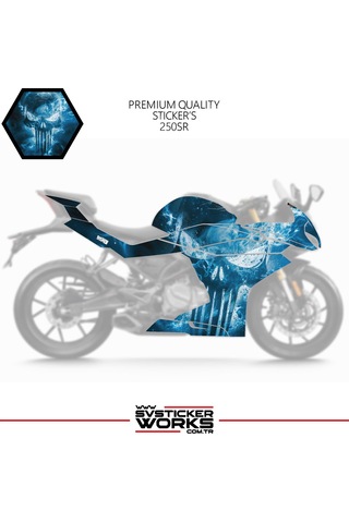 Cfmoto 250sr Sticker Kaplama Punisher Motor Kaplama Modeli Hazır Kit