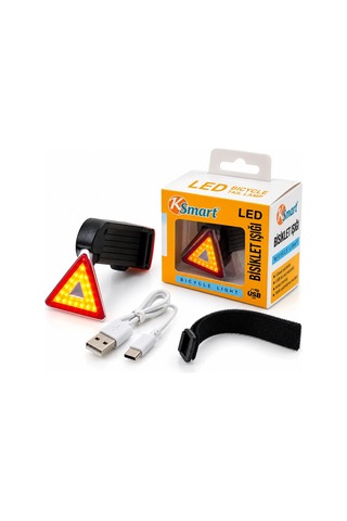 Bisiklet Feneri Led Usb Şarjlı 4 Fonksiyonlu - Sinyal Işık K-1176 5468 Çok Renkli