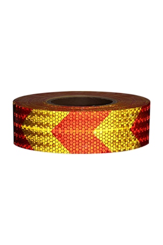 Shineyee Araç Yönlü Oklu Reflektör Şeridi - Gece Uyarı Fonsiyonu, 300x5 Cm Sarı-kırmızı, Pvc Materyal, Yüksek Yansıma