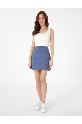 Pierre Cardin Kadın İndigo Etek Dokuma 50300152-vr028 İndigo