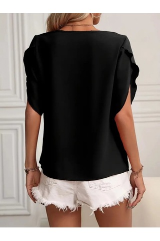 Gülsüm Aydın Kadın Kısa Kollu Yaka Ve Kol Detay Jesica Bluz Zümrüt