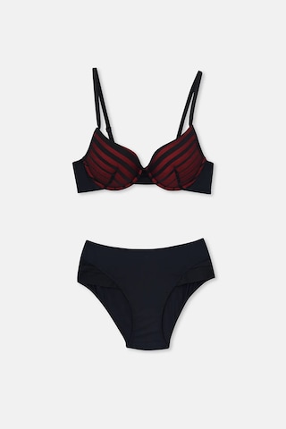Eros 1130 Ivy Çizgi Detay Yarı Dolgulu Sütyen Külot Takım Bordo