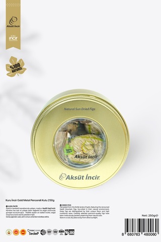 250g Kuru Incir Gold Metal Pencereli Kutu 250 G