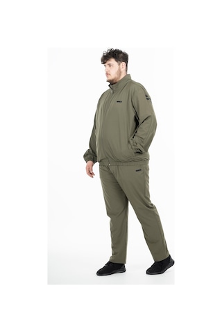 Maraton Sportswear Büyük Beden Erkek Dik Yaka Reglan Kol Basic Haki Eşofman Takımı 21854-Haki