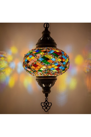 Mozaik Gece Lambası Tekli Otantik Sarkıt Avize Renkli