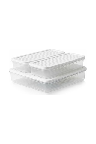 Deconox 3 Lü Slim Buzdolabı Ve Derin Dondurucu Saklama Kabı Seti Beyaz