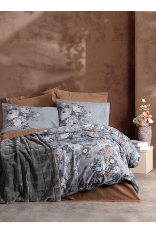 Cotton Box Çift Kişilik Trim Battaniyeli Nevresim Takımı Smooth Antrasit