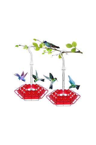 Dofolink 2 Adet Kırmızı Kolibri Besleyici - Kolay İzleme, Kolay Doldurma Ve Temizleme Özellikli Yemleme Aleti