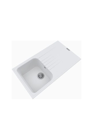 Polex Cristalüx Granit Evye P-02 Beyaz Tezgah Altı Ve Tezgah Üstü Mutfak Evyesi 85x49.5 CM