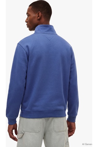 Tommy Hilfiger Tjm Reg Badge Qz Ext Erkek Mavi Sweatshirt - Dm0dm23200