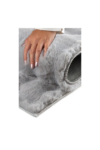 Aries Home Tavşan Tüyü Yumuşak Keçeleşmez Dekoratif Bubble İthal Kalite Post Halı Gri