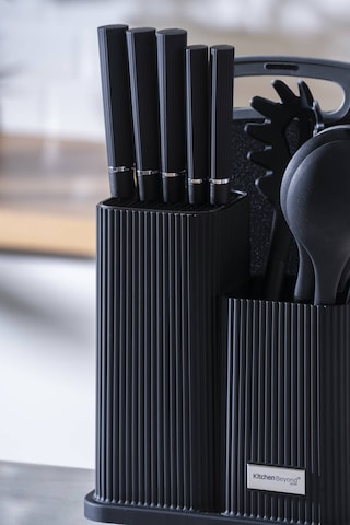 Cooper 12 Parça Standlı Kesme Tahtası Servis Ve Bıçak Seti Siyah