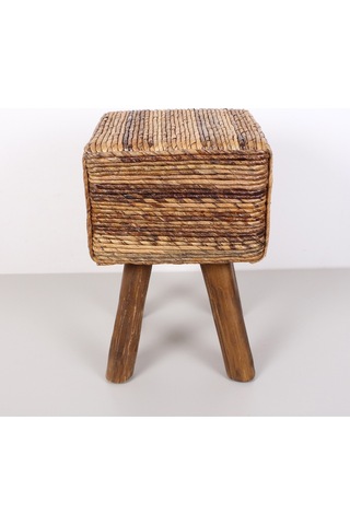 Abaka Kare Puf & Stools-doğal Teak Gövde 33x44x50 Cm Bej