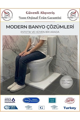 Trendhomm Klozet Montaj Aparatı - Tuvalet Taşını Klozete Dönüştürücü Levha Beyaz