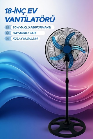 Sanayi Tip 4 Salınım Vantilatör Güçlü 18" 80w Güçlü Performansı Ve Dayanıklı Yapı Serinletici Fan